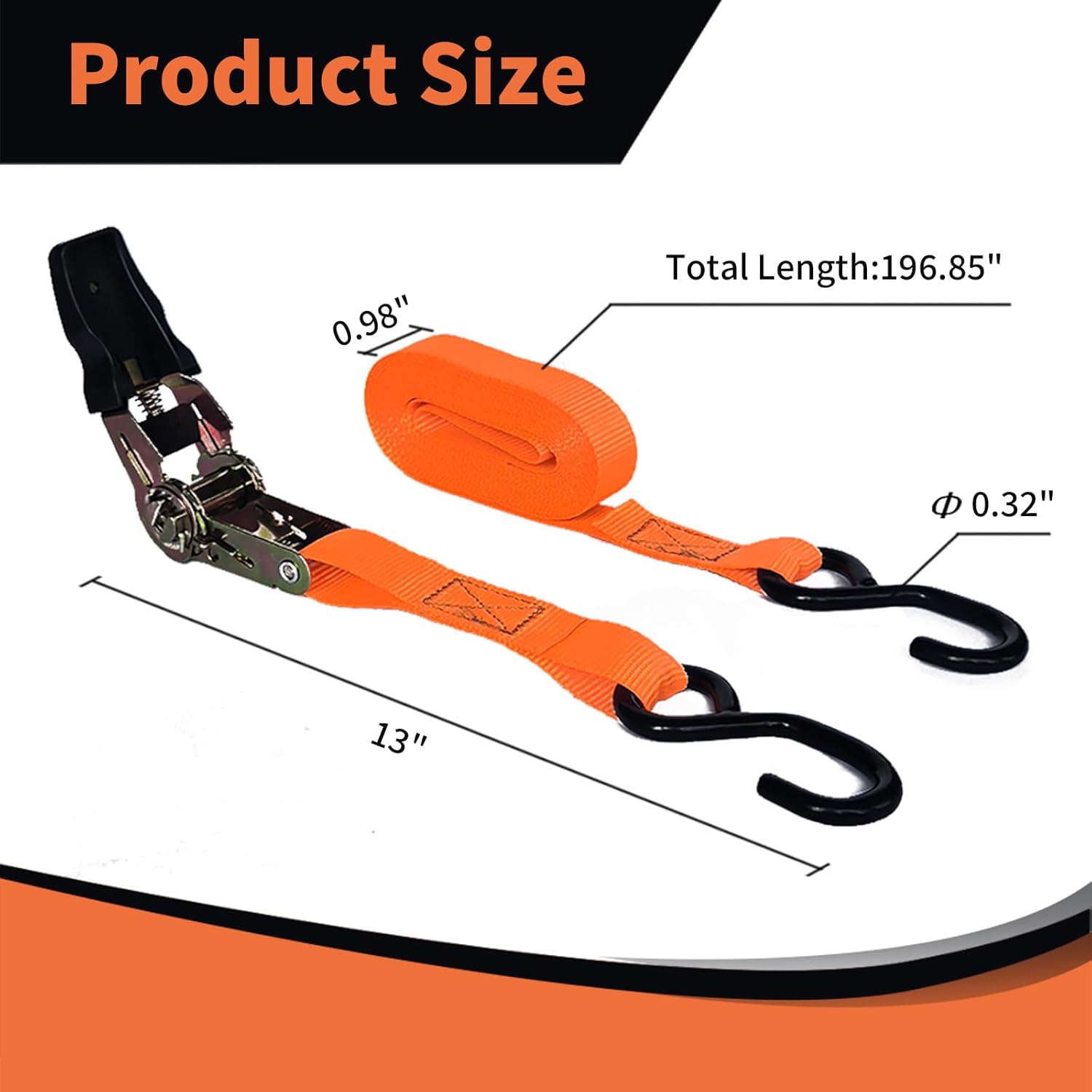 8 Pack Retractable Ratchet Straps 15 Ft - 880 lbs Load Cap with 1760 lbs Breaking Limit, Heavy Duty Auto Self Retracting Tie Down Straps for Truck, Cargo Trailer, Motorcycle, Rad & More