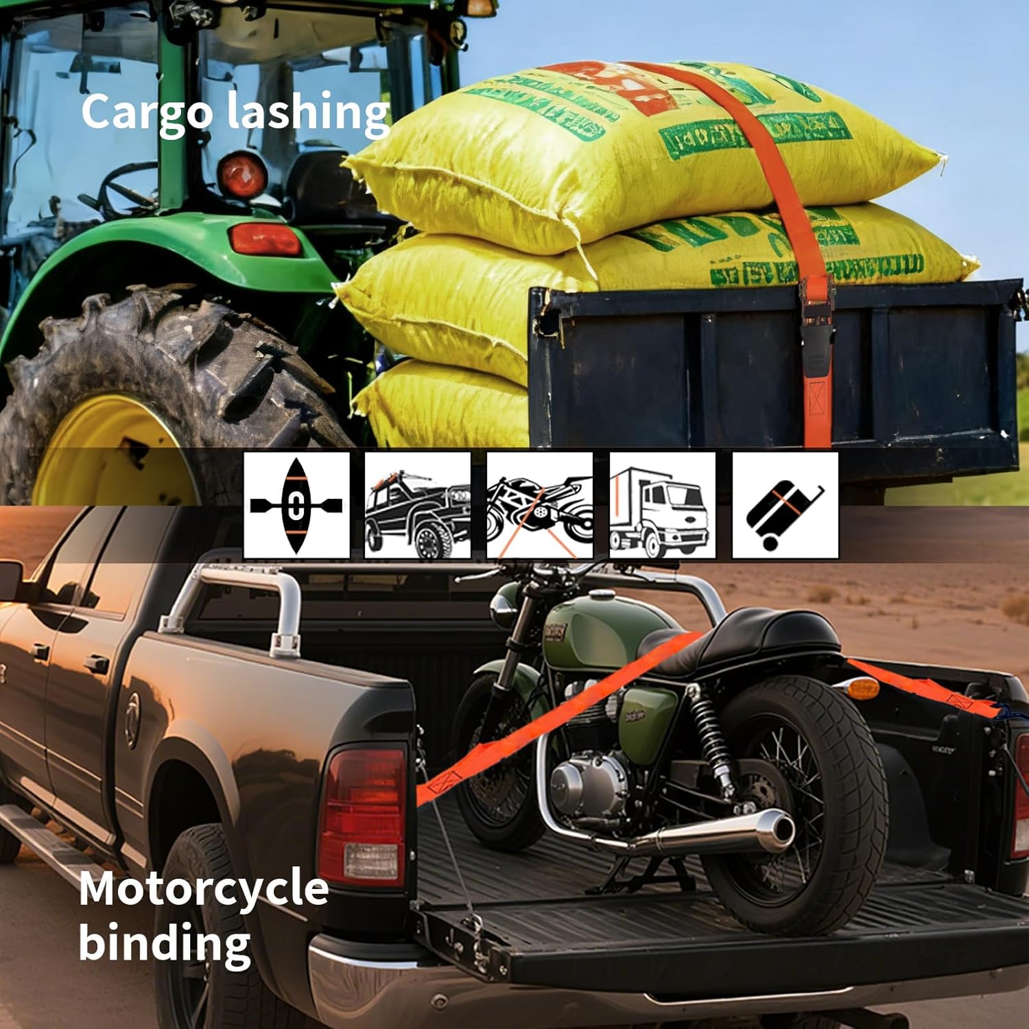 8 Pack Retractable Ratchet Straps 15 Ft - 880 lbs Load Cap with 1760 lbs Breaking Limit, Heavy Duty Auto Self Retracting Tie Down Straps for Truck, Cargo Trailer, Motorcycle, Rad & More