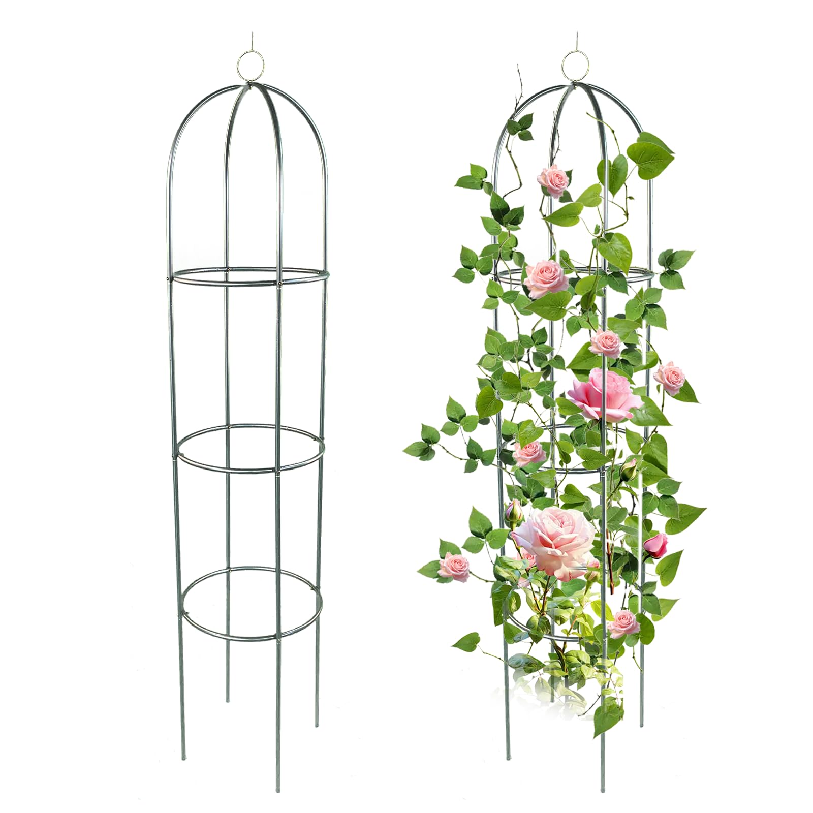 2 Pack Garden Obelisk Trellis for Climbing Plants Outdoor Tall Round Trellis for Potted Plants Indoor Climbing Vine Rose Clematis Vegetable Cucumber Supports, Lightweight