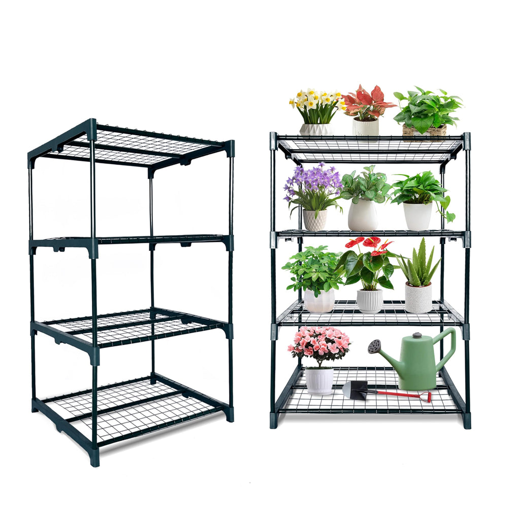 2 Pack Plant Stand Indoor Plant Shelf Outdoor,4 Tier Metal Plant Stands for Multiple Plant Pot Holder, Waterproof Plant Shelf for Living Room Patio Home Decor for Gardening