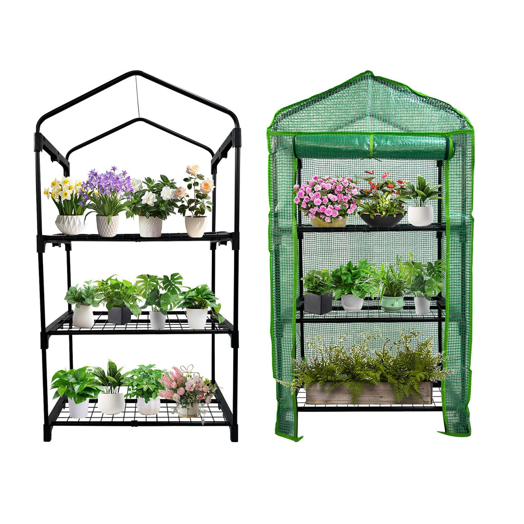 3 Tier Mini Indoor Greenhouse,27"x19"x49" GreenHouses with Clear PE Cover and Roll-Up Zipper Door,Plastic Green House for Indoors Grow Tent&Garden greenhouses for Outdoors