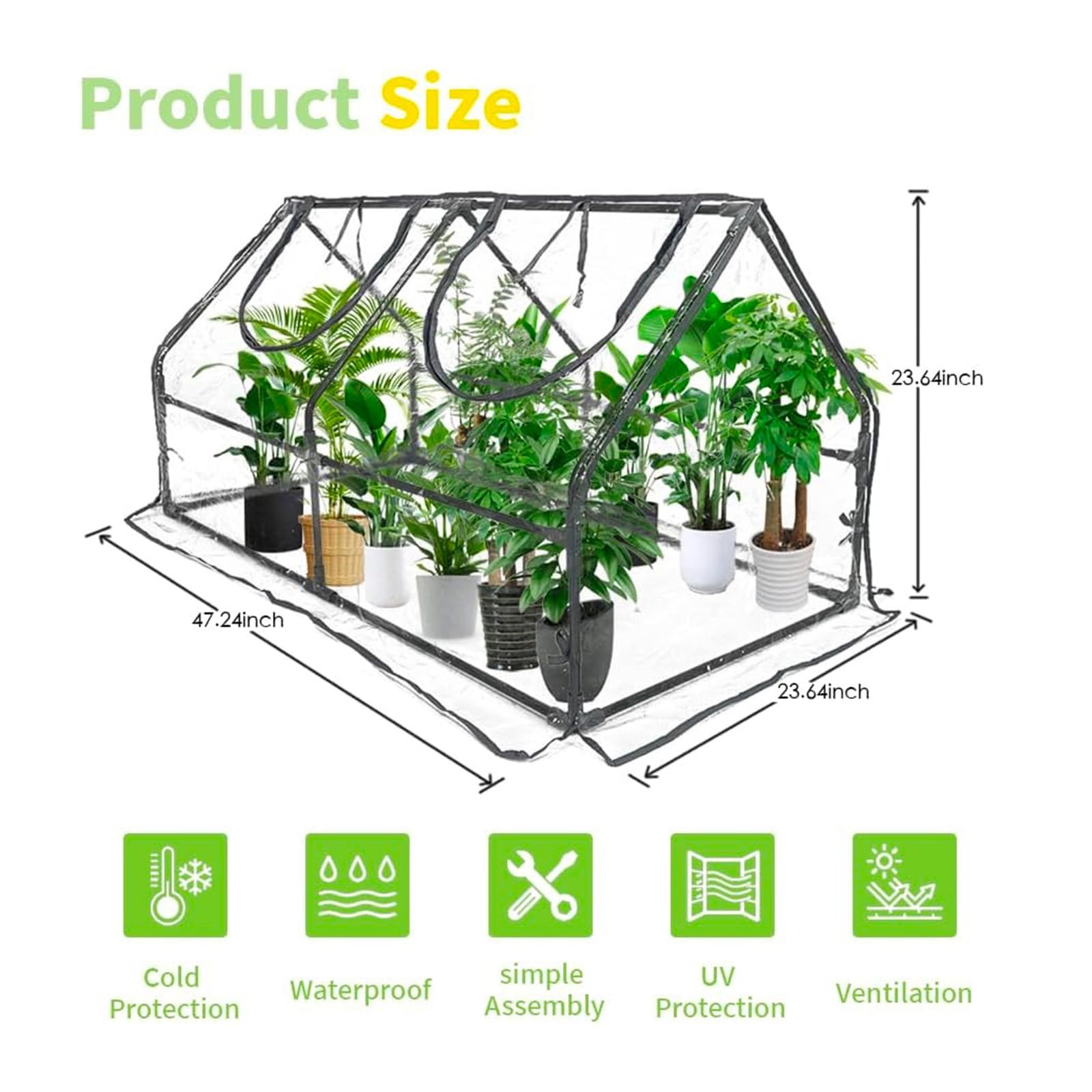 Portable Mini Greenhouse, 47"x24"x24" Greenhouses for Outdoors with PVC Cover and Dual Zipper Doors,Green House Cover for Raised Garden Bed,Garden Bed Cover for Plants Outdoor