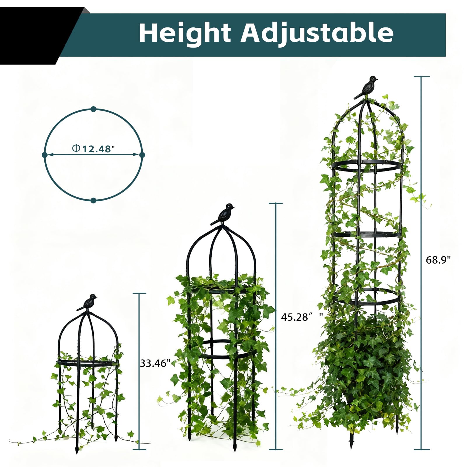 2 Pack Garden Obelisk Trellis for Climbing Plants Outdoor, Plant Trellis Garden Tower Trellis for Potted Plant Climbing, Flowers Vegetable Cucumber Trellis