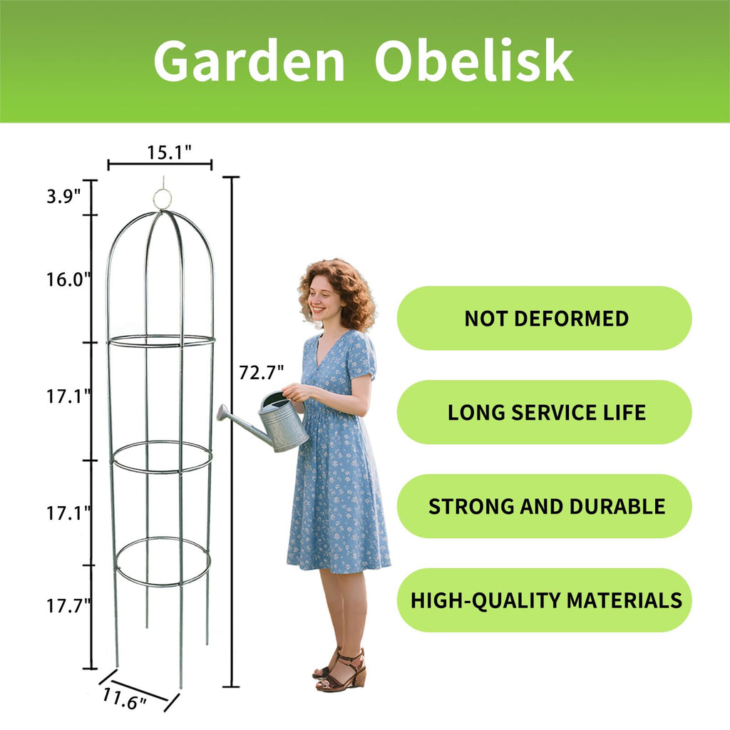 2 Pack Garden Obelisk Trellis for Climbing Plants Outdoor Tall Round Trellis for Potted Plants Indoor Climbing Vine Rose Clematis Vegetable Cucumber Supports, Lightweight