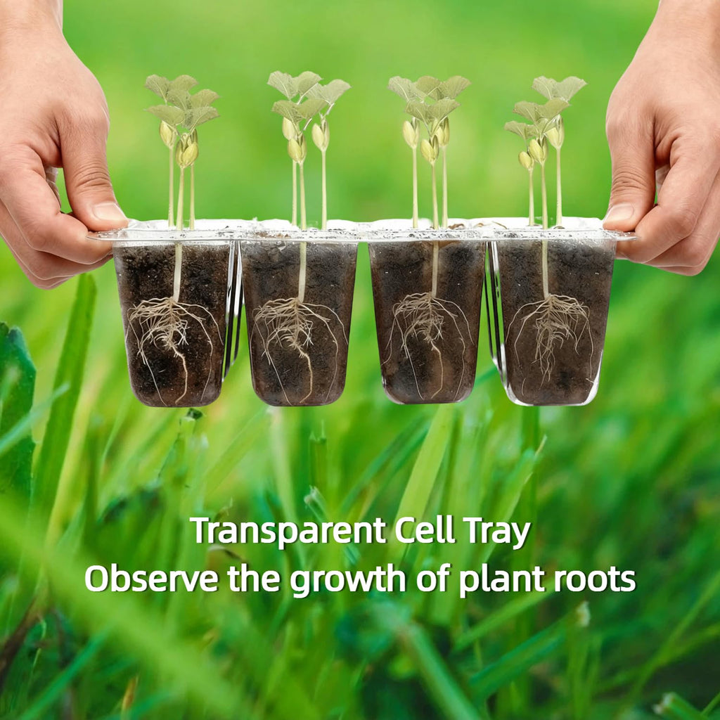 10 Packs Seed Starter Tray Seed Starter Kit with Humidity Dome (120 Cells Total Tray) Seed Starting Trays Plant Starter Kit and Base Mini Greenhouse Germination Kit for Seeds Growing Starting