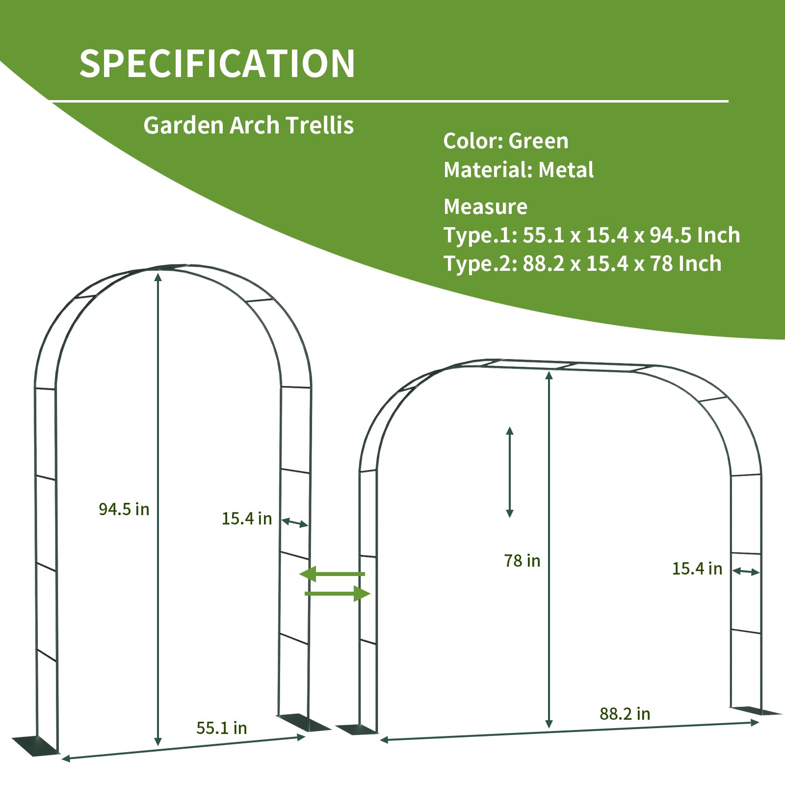 Thickened Metal Garden Arch with Base for Climbing Plants Outdoor, Garden Arbors and Arches, Wedding Arch Frame Archway, Halloween Christmas Party Decoration