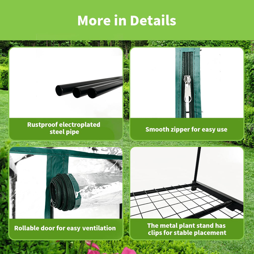 3 Tier Mini Indoor Outdoor Greenhouse,27"x19"x49" GreenHouses with Clear PVC Cover and Roll-Up Zipper Door,Plastic Green House for Indoors Grow Tent&Garden greenhouses for Outdoors