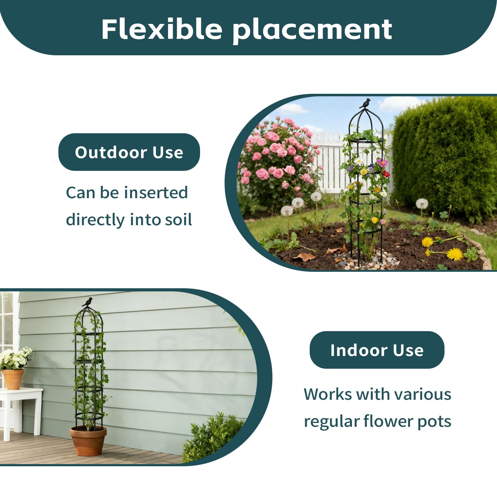 2 Pack Garden Obelisk Trellis for Climbing Plants Outdoor, Plant Trellis Garden Tower Trellis for Potted Plant Climbing, Flowers Vegetable Cucumber Trellis