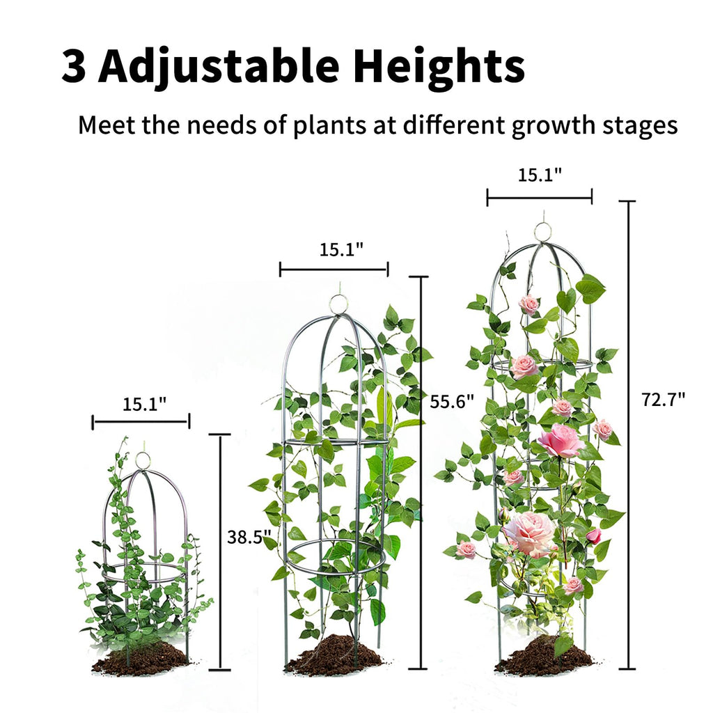 2 Pack Garden Obelisk Trellis for Climbing Plants Outdoor Tall Round Trellis for Potted Plants Indoor Climbing Vine Rose Clematis Vegetable Cucumber Supports, Lightweight