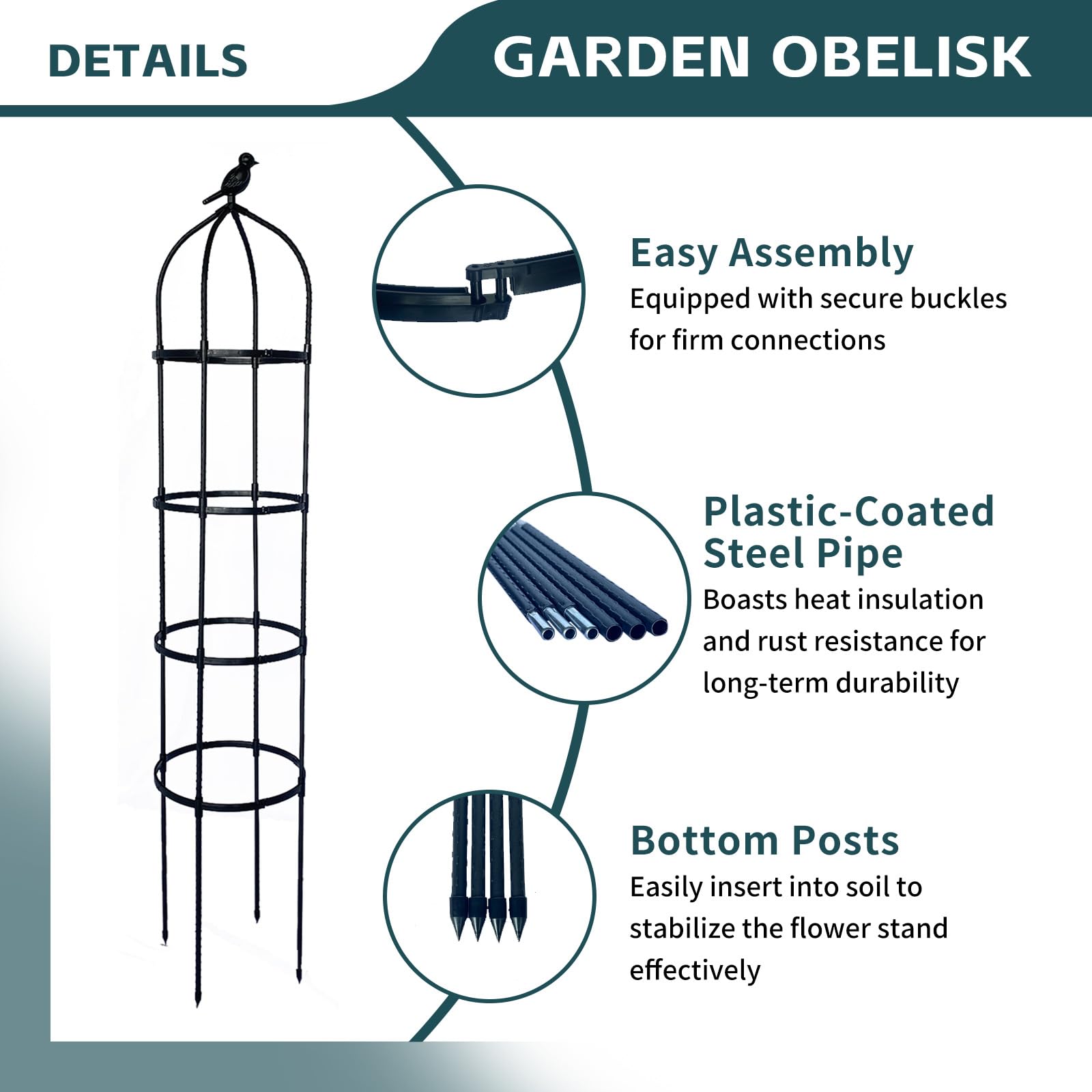 2 Pack Garden Obelisk Trellis for Climbing Plants Outdoor, Plant Trellis Garden Tower Trellis for Potted Plant Climbing, Flowers Vegetable Cucumber Trellis