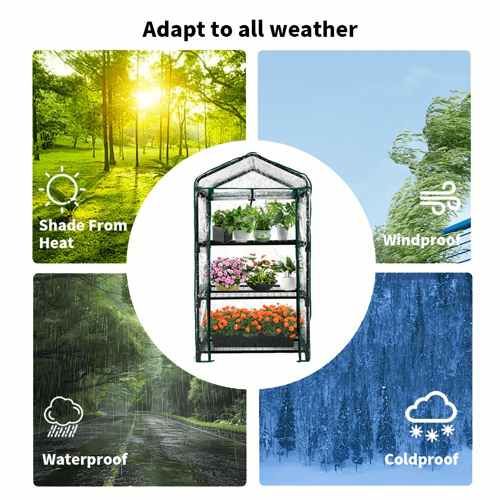 3 Tier Mini Indoor Outdoor Greenhouse,27"x19"x49" GreenHouses with Clear PVC Cover and Roll-Up Zipper Door,Plastic Green House for Indoors Grow Tent&Garden greenhouses for Outdoors