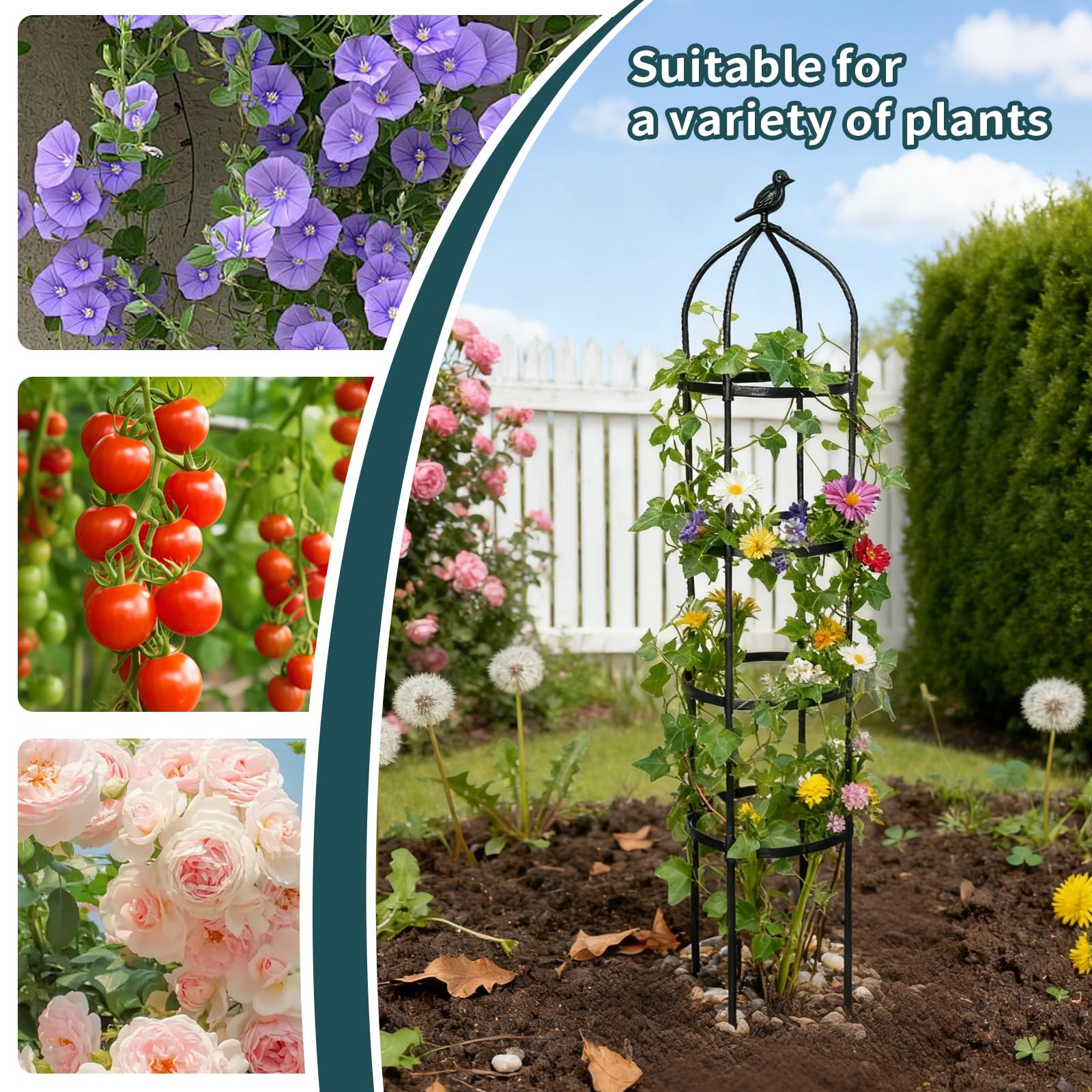 2 Pack Garden Obelisk Trellis for Climbing Plants Outdoor, Plant Trellis Garden Tower Trellis for Potted Plant Climbing, Flowers Vegetable Cucumber Trellis