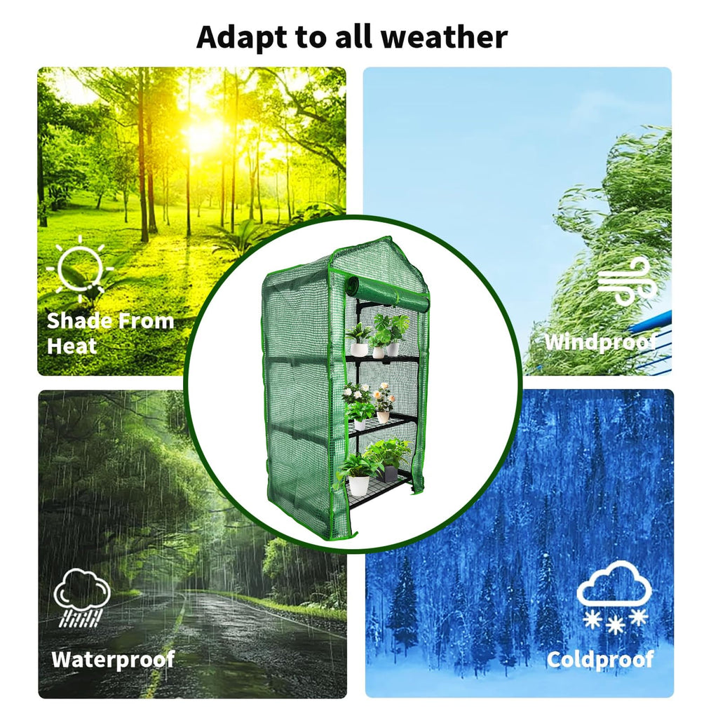 3 Tier Mini Indoor Greenhouse,27"x19"x49" GreenHouses with Clear PE Cover and Roll-Up Zipper Door,Plastic Green House for Indoors Grow Tent&Garden greenhouses for Outdoors