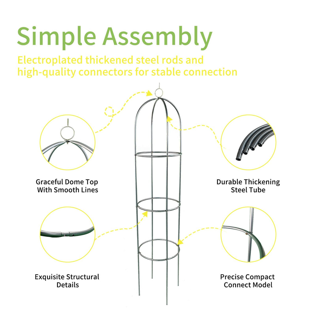 2 Pack Garden Obelisk Trellis for Climbing Plants Outdoor Tall Round Trellis for Potted Plants Indoor Climbing Vine Rose Clematis Vegetable Cucumber Supports, Lightweight