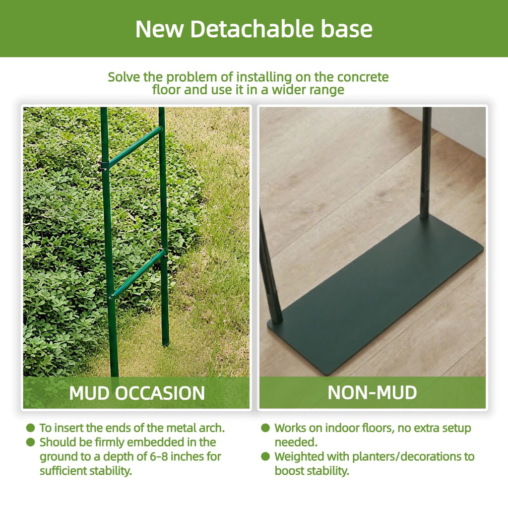 Thickened Metal Garden Arch with Base for Climbing Plants Outdoor, Garden Arbors and Arches, Wedding Arch Frame Archway, Halloween Christmas Party Decoration