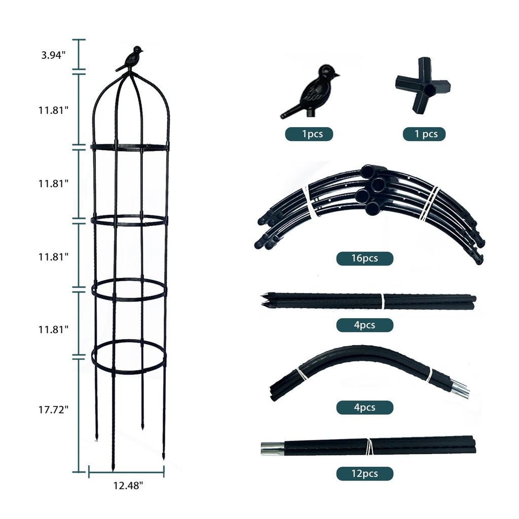2 Pack Garden Obelisk Trellis for Climbing Plants Outdoor, Plant Trellis Garden Tower Trellis for Potted Plant Climbing, Flowers Vegetable Cucumber Trellis