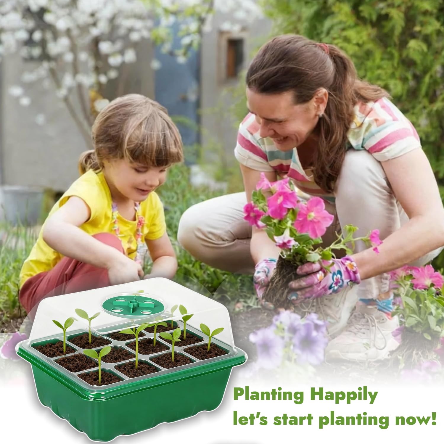 10 Packs Seed Starter Tray Seed Starter Kit with Humidity Dome (120 Cells Total Tray) Seed Starting Trays Plant Starter Kit and Base Mini Greenhouse Germination Kit for Seeds Growing Starting