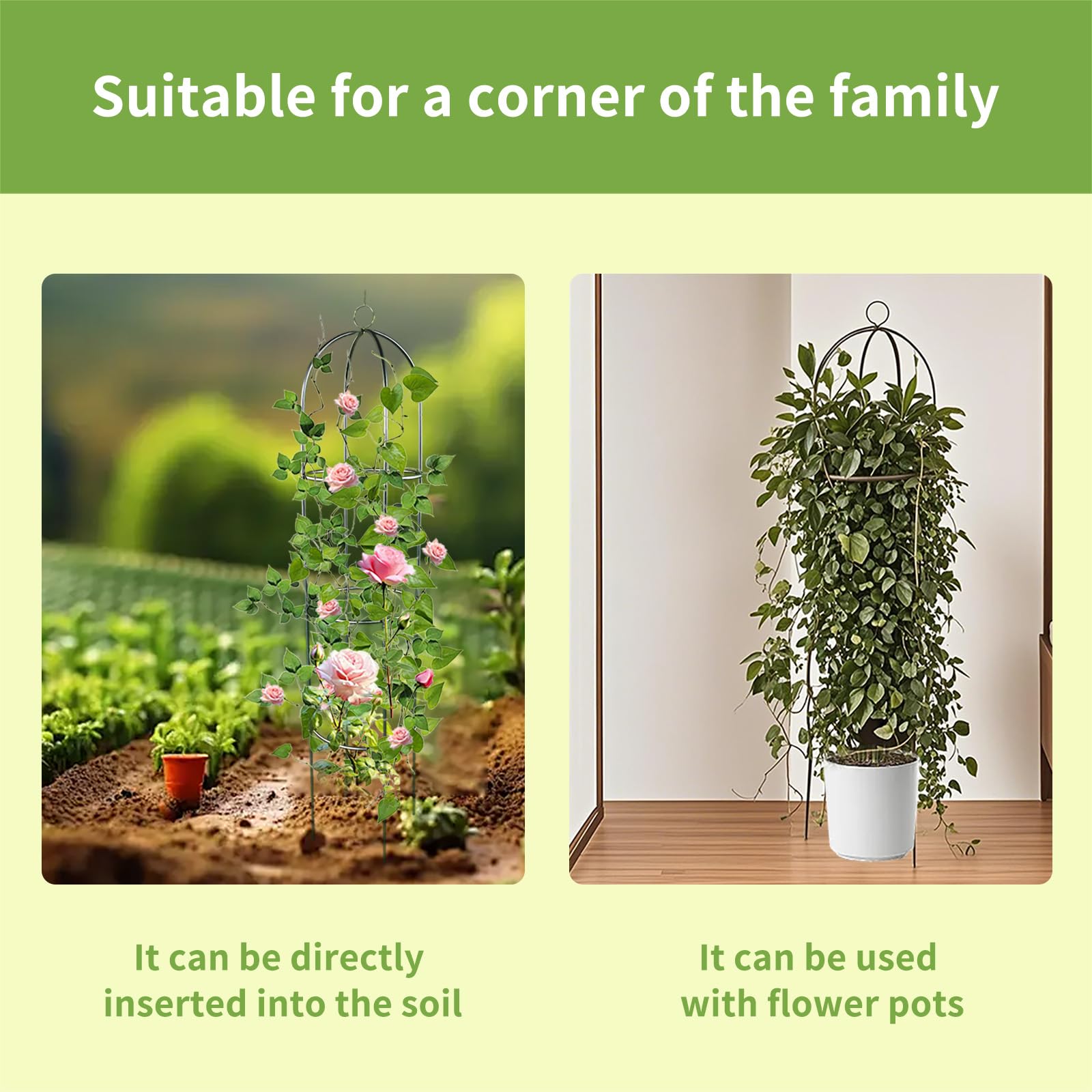 2 Pack Garden Obelisk Trellis for Climbing Plants Outdoor Tall Round Trellis for Potted Plants Indoor Climbing Vine Rose Clematis Vegetable Cucumber Supports, Lightweight