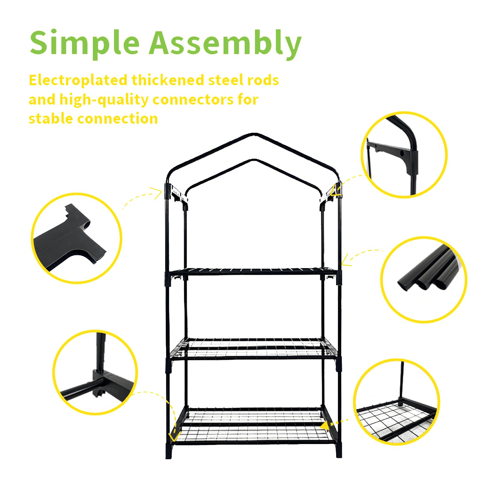 3 Tier Mini Indoor Outdoor Greenhouse,27"x19"x49" GreenHouses with Clear PVC Cover and Roll-Up Zipper Door,Plastic Green House for Indoors Grow Tent&Garden greenhouses for Outdoors
