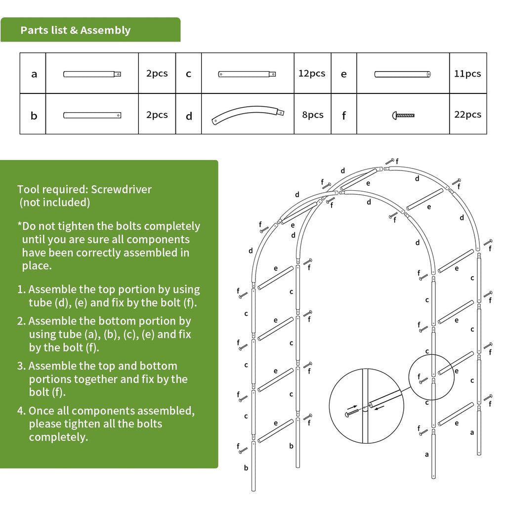 Metal Garden Arch Trellis for Climbing Plants Outdoor, Garden Arbors and Arches, Wedding Arch Frame Archway, Halloween Christmas Party Decoration