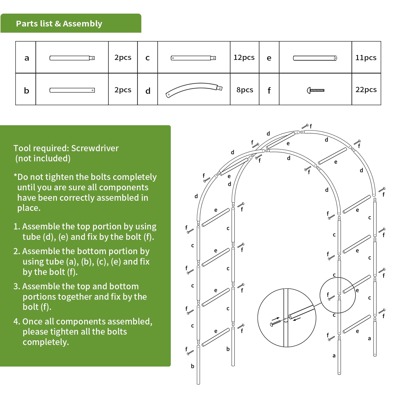Metal Garden Arch Trellis for Climbing Plants Outdoor, Garden Arbors and Arches, Wedding Arch Frame Archway, Halloween Christmas Party Decoration
