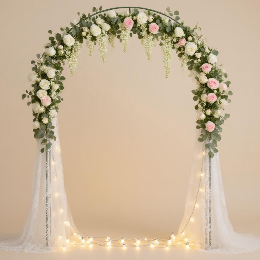 Thickened Metal Garden Arch with Base for Climbing Plants Outdoor, Garden Arbors and Arches, Wedding Arch Frame Archway, Halloween Christmas Party Decoration