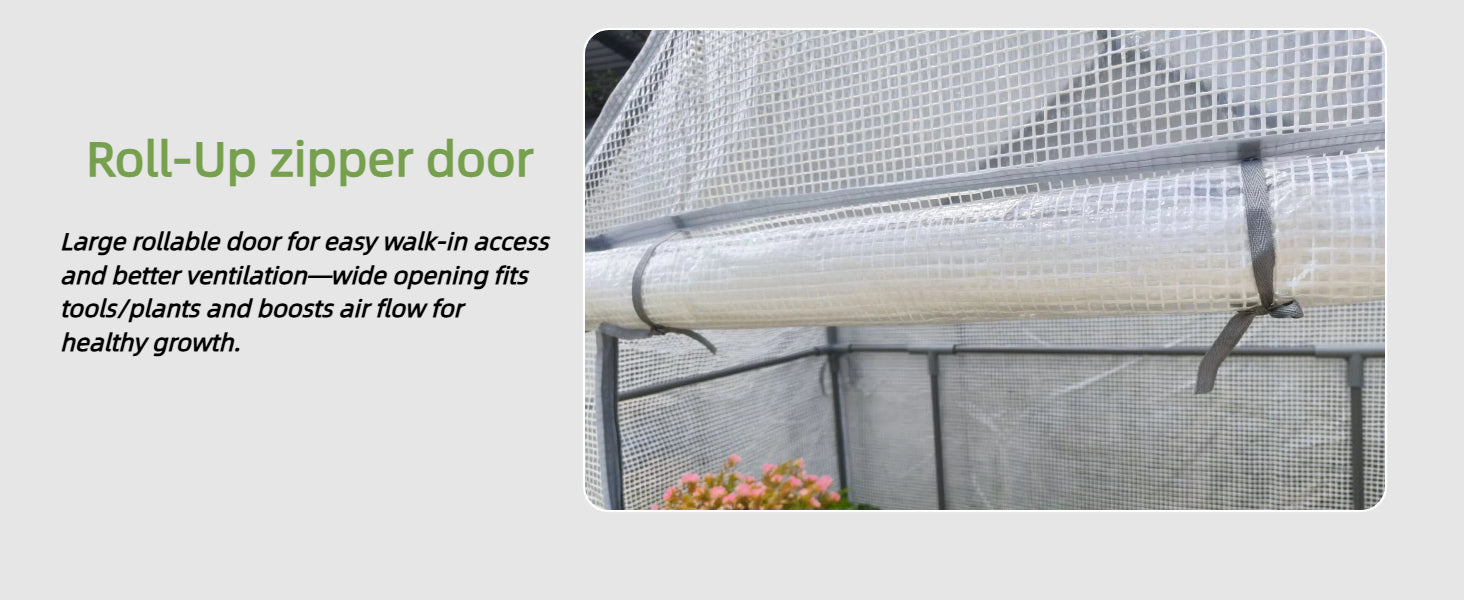 Greenhouses for Outdoors - Walk-in Greenhouse, Rustproof Steel Frame, 4 Removable Shelves & Durable PE Cover, Dual-Zip Door, All-Season for Patio/Yard/Deck (Herbs/Flowers/Vegetables)