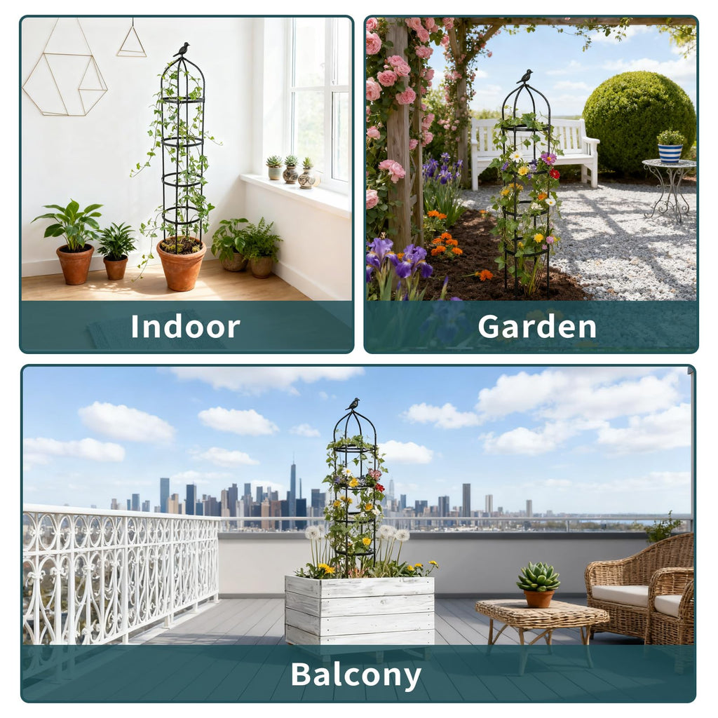 2 Pack Garden Obelisk Trellis for Climbing Plants Outdoor, Plant Trellis Garden Tower Trellis for Potted Plant Climbing, Flowers Vegetable Cucumber Trellis