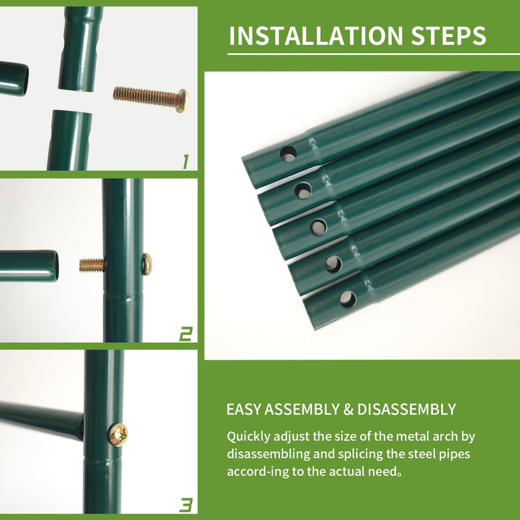 Thickened Metal Garden Arch with Base for Climbing Plants Outdoor, Garden Arbors and Arches, Wedding Arch Frame Archway, Halloween Christmas Party Decoration